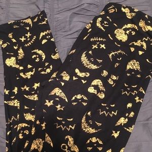 Lularoe Halloween faces Jack-O-Lantern Leggings TC